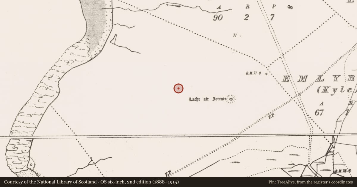 Ordnance Survey six-inch map, 2nd edition (1888–1915) covering the location of Burial, An Geata Mór, County Mayo, with a pin at the register's coordinates