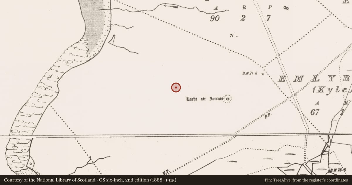 Ordnance Survey six-inch map, 2nd edition (1888–1915) covering the location of Burial, An Geata Mór, County Mayo, with a pin at the register's coordinates