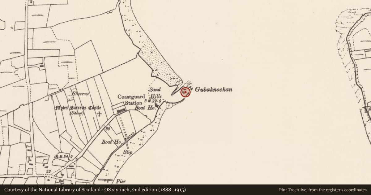 Ordnance Survey six-inch map, 2nd edition (1888–1915) covering the location of Promontory fort - coastal, Cnocán Na Líne, County Mayo, with a pin at the register's coordinates
