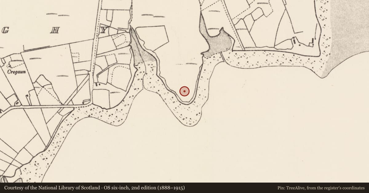 Ordnance Survey six-inch map, 2nd edition (1888–1915) covering the location of Burial, Cnoc Seanbhotha, County Mayo, with a pin at the register's coordinates
