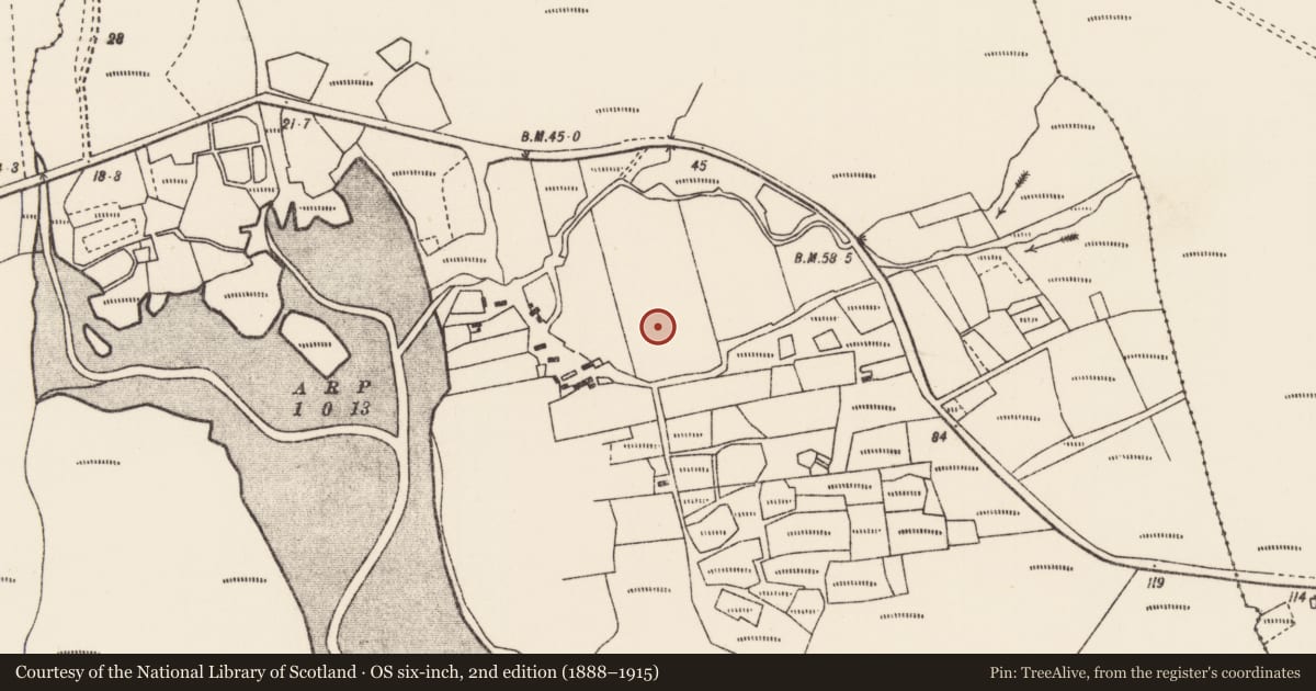 Ordnance Survey six-inch map, 2nd edition (1888–1915) covering the location of Midden, Barr Thráú, County Mayo, with a pin at the register's coordinates