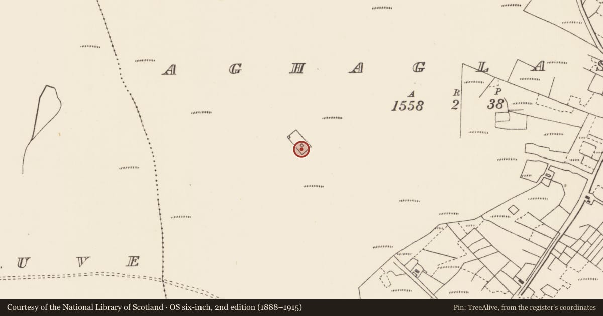 Ordnance Survey six-inch map, 2nd edition (1888–1915) covering the location of Signal tower, Barr Thráú, County Mayo, with a pin at the register's coordinates