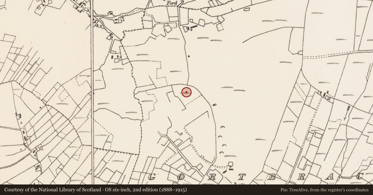 Ordnance Survey six-inch map, 2nd edition (1888–1915) covering the location of Enclosure, An Gort Breac Thuaidh, County Mayo, with a pin at the register's coordinates