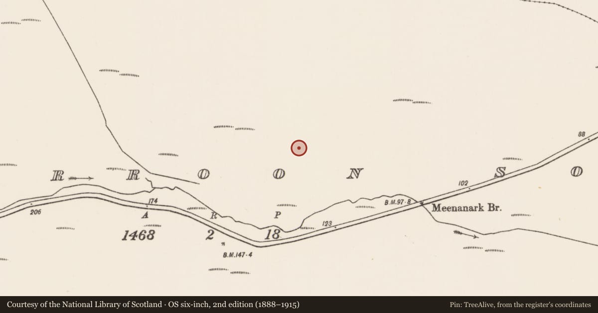 Ordnance Survey six-inch map, 2nd edition (1888–1915) covering the location of Megalithic tomb - court tomb, Moing Eiriún Theas, County Mayo, with a pin at the register's coordinates