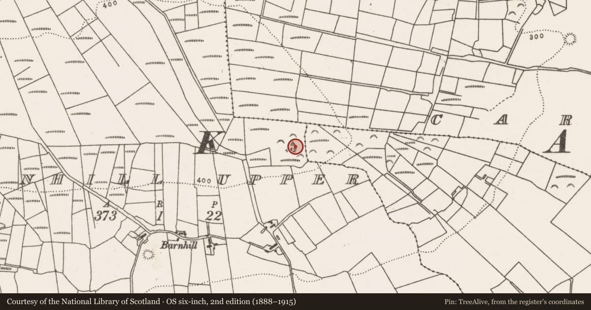 Ordnance Survey six-inch map, 2nd edition (1888–1915) covering the location of Enclosure, Barnhill Upper, County Mayo, with a pin at the register's coordinates