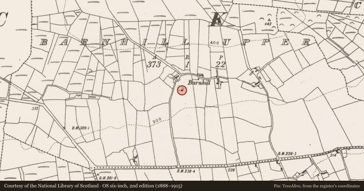 Ordnance Survey six-inch map, 2nd edition (1888–1915) covering the location of Ringfort - rath, Barnhill Upper, County Mayo, with a pin at the register's coordinates