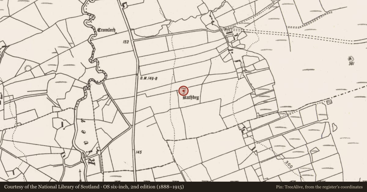 Ordnance Survey six-inch map, 2nd edition (1888–1915) covering the location of Ringfort - rath, Annagh Beg, County Mayo, with a pin at the register's coordinates