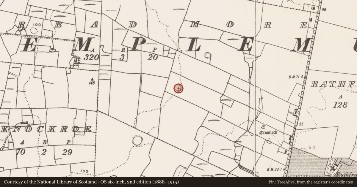 Ordnance Survey six-inch map, 2nd edition (1888–1915) covering the location of Ringfort - rath, Carbad More, County Mayo, with a pin at the register's coordinates