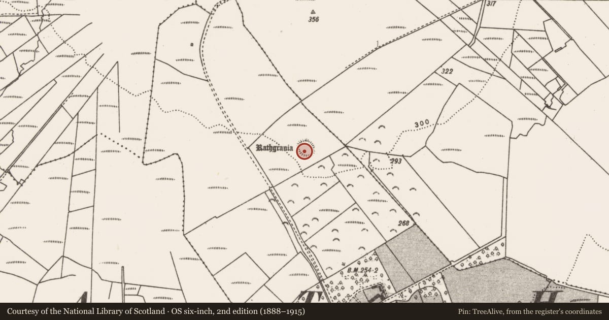 Ordnance Survey six-inch map, 2nd edition (1888–1915) covering the location of Ringfort - rath, Farmhill, County Mayo, with a pin at the register's coordinates