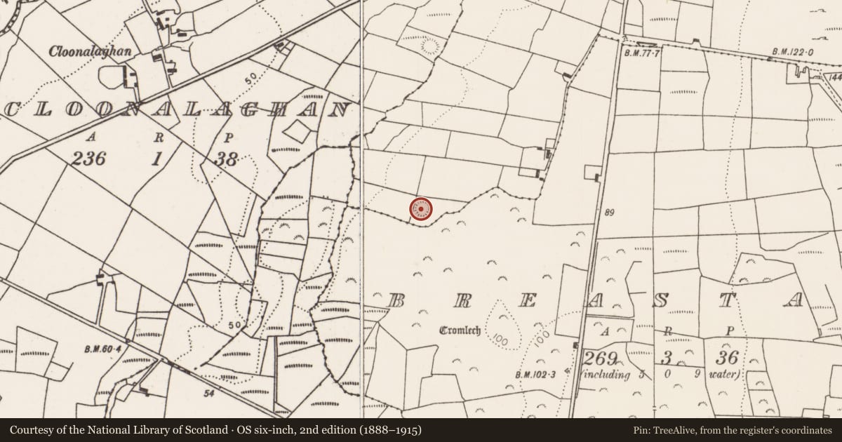 Ordnance Survey six-inch map, 2nd edition (1888–1915) covering the location of Ringfort - rath, Tooreen (Tirawley By., Templemore Par.), County Mayo, with a pin at the register's coordinates