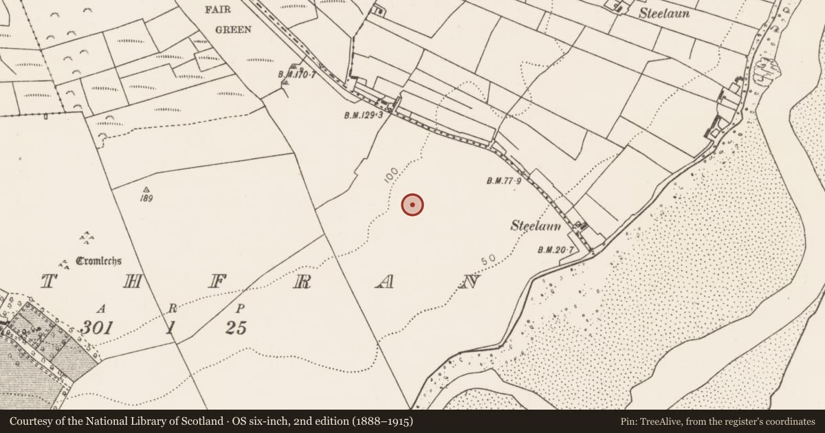 Ordnance Survey six-inch map, 2nd edition (1888–1915) covering the location of Souterrain, Rathfran, County Mayo, with a pin at the register's coordinates