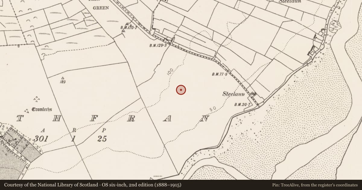 Ordnance Survey six-inch map, 2nd edition (1888–1915) covering the location of House - indeterminate date, Rathfran, County Mayo, with a pin at the register's coordinates