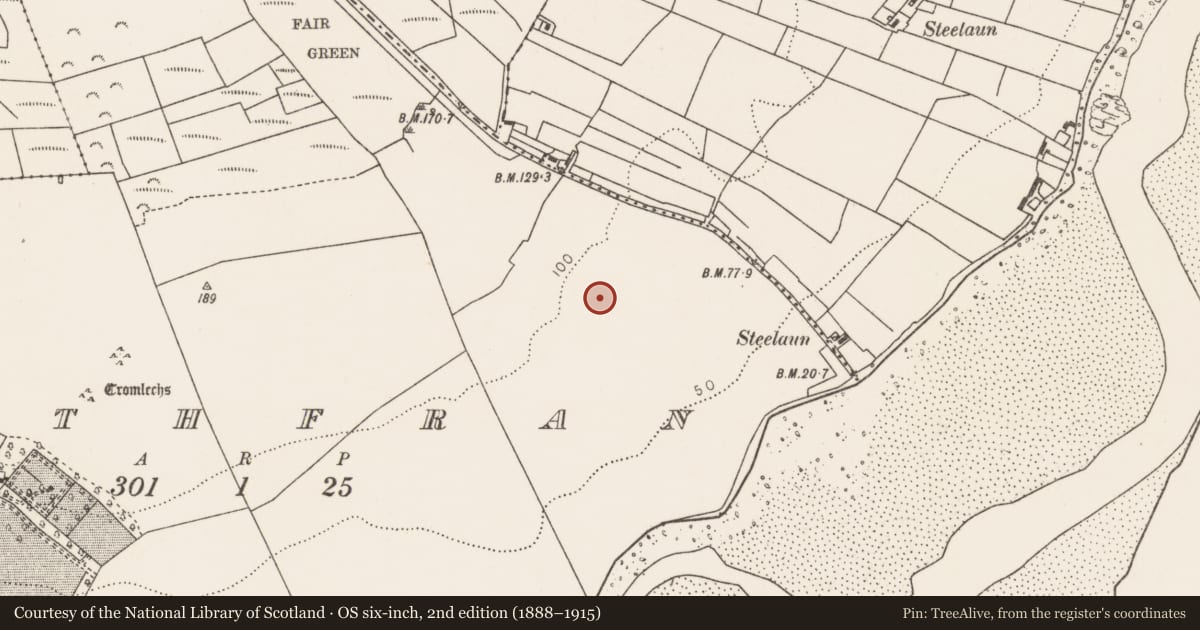 Ordnance Survey six-inch map, 2nd edition (1888–1915) covering the location of Enclosure, Rathfran, County Mayo, with a pin at the register's coordinates