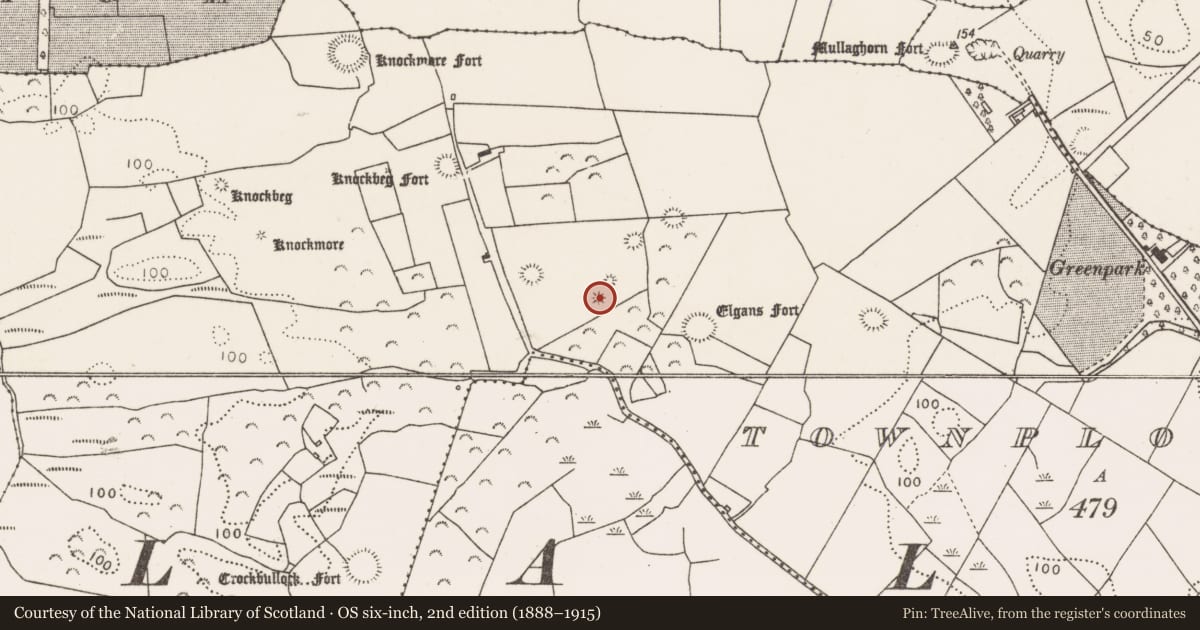 Ordnance Survey six-inch map, 2nd edition (1888–1915) covering the location of Barrow - unclassified, Townplots West, County Mayo, with a pin at the register's coordinates