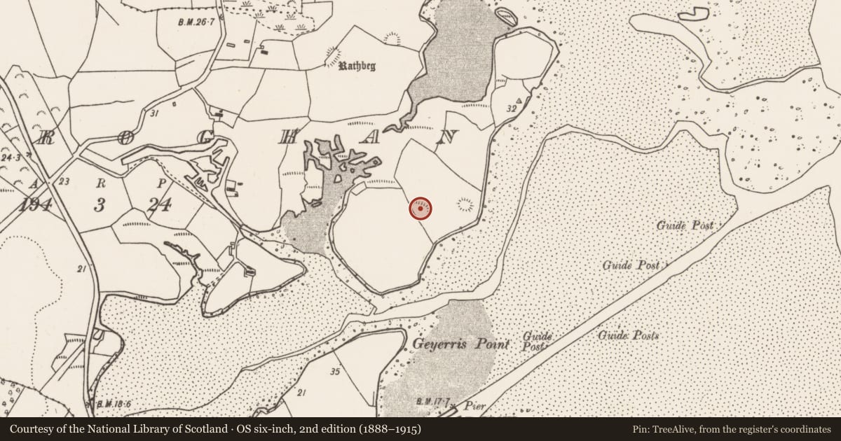 Ordnance Survey six-inch map, 2nd edition (1888–1915) covering the location of House - indeterminate date, Croghan, County Mayo, with a pin at the register's coordinates