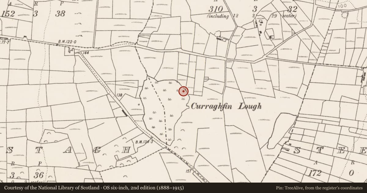 Ordnance Survey six-inch map, 2nd edition (1888–1915) covering the location of Standing stone, Cashel, County Mayo, with a pin at the register's coordinates