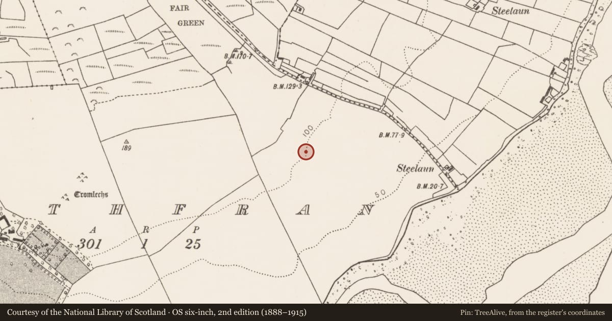 Ordnance Survey six-inch map, 2nd edition (1888–1915) covering the location of House - indeterminate date, Rathfran, County Mayo, with a pin at the register's coordinates