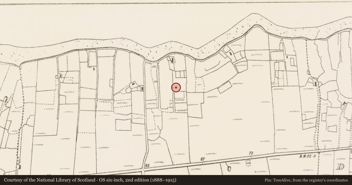 Ordnance Survey six-inch map, 2nd edition (1888–1915) covering the location of Mound, Doire Choirb, County Mayo, with a pin at the register's coordinates