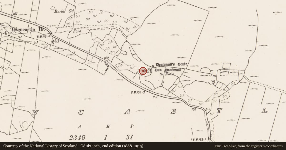 Ordnance Survey six-inch map, 2nd edition (1888–1915) covering the location of Promontory fort - inland, Gleann Chaisil, County Mayo, with a pin at the register's coordinates