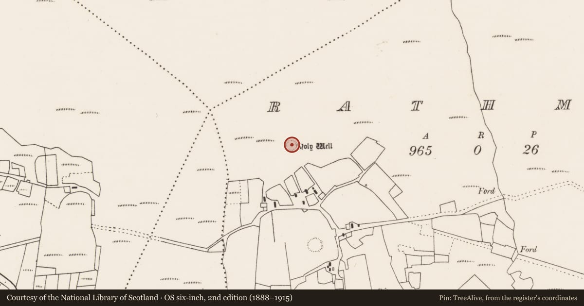 Ordnance Survey six-inch map, 2nd edition (1888–1915) covering the location of Enclosure, Ráth Muireagáin, County Mayo, with a pin at the register's coordinates