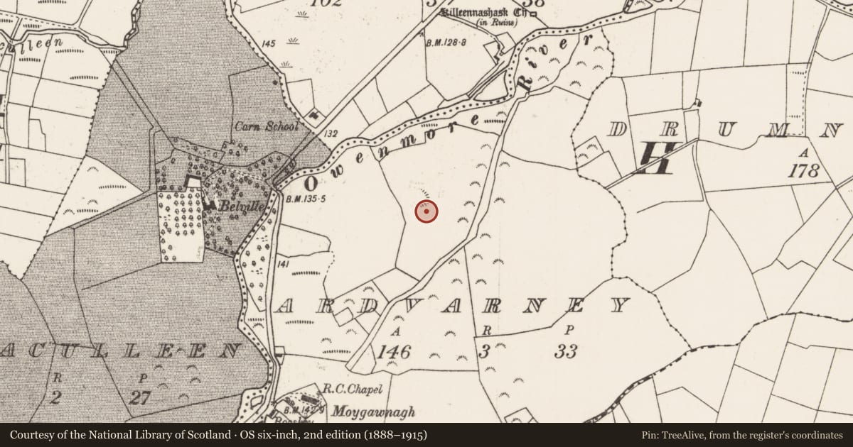 Ordnance Survey six-inch map, 2nd edition (1888–1915) covering the location of Barrow - unclassified, Ardvarney, County Mayo, with a pin at the register's coordinates