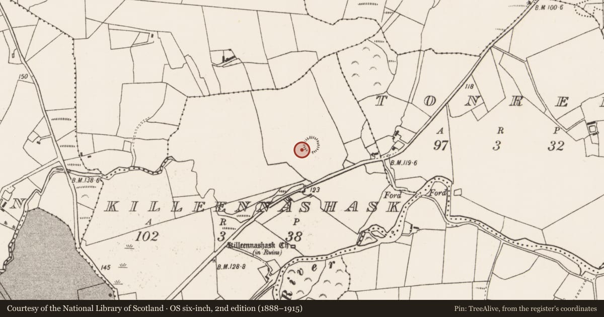 Ordnance Survey six-inch map, 2nd edition (1888–1915) covering the location of House - early medieval, Killeennashask, County Mayo, with a pin at the register's coordinates