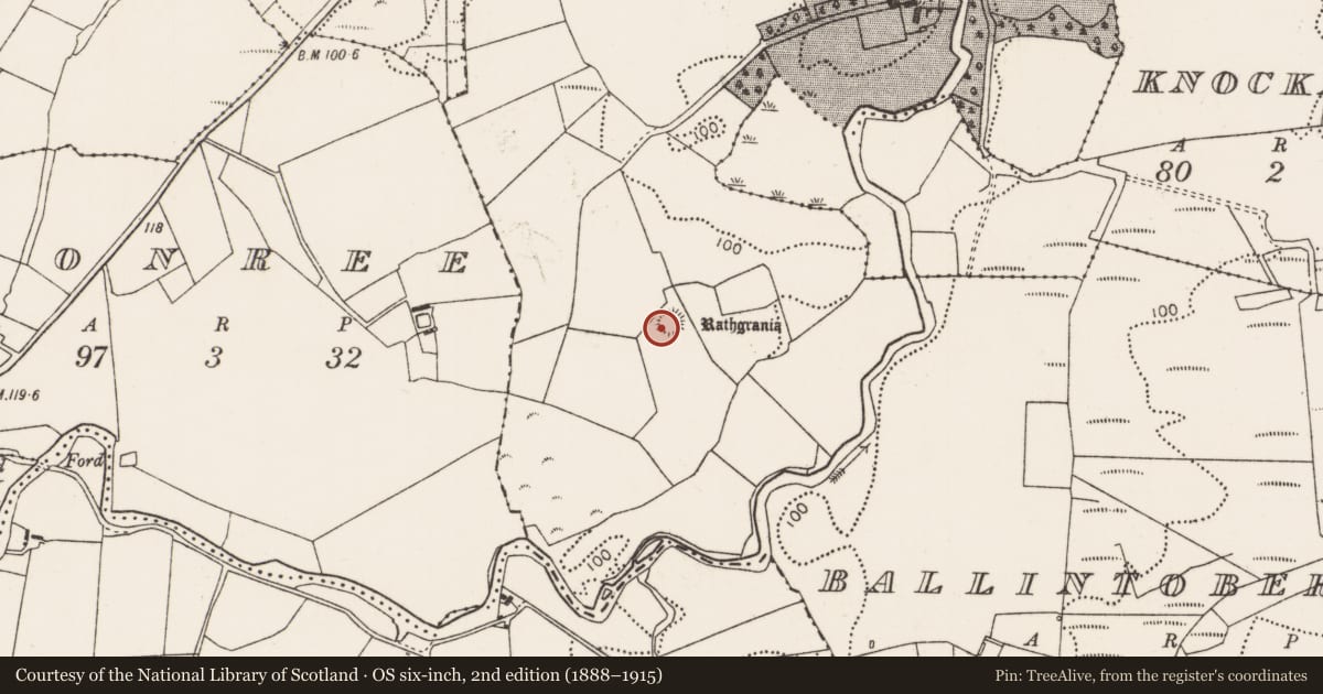 Ordnance Survey six-inch map, 2nd edition (1888–1915) covering the location of Ringfort - rath, Ballintober, County Mayo, with a pin at the register's coordinates