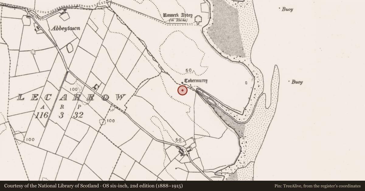 Ordnance Survey six-inch map, 2nd edition (1888–1915) covering the location of Earthwork, Carrowkelly, County Mayo, with a pin at the register's coordinates