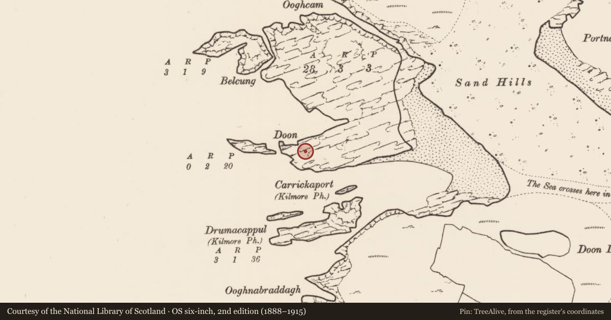 Ordnance Survey six-inch map, 2nd edition (1888–1915) covering the location of Promontory fort - coastal, Inis Gé Thuaidh, County Mayo, with a pin at the register's coordinates