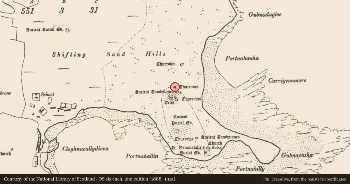 Ordnance Survey six-inch map, 2nd edition (1888–1915) covering the location of House - medieval, Inis Gé Thuaidh, County Mayo, with a pin at the register's coordinates
