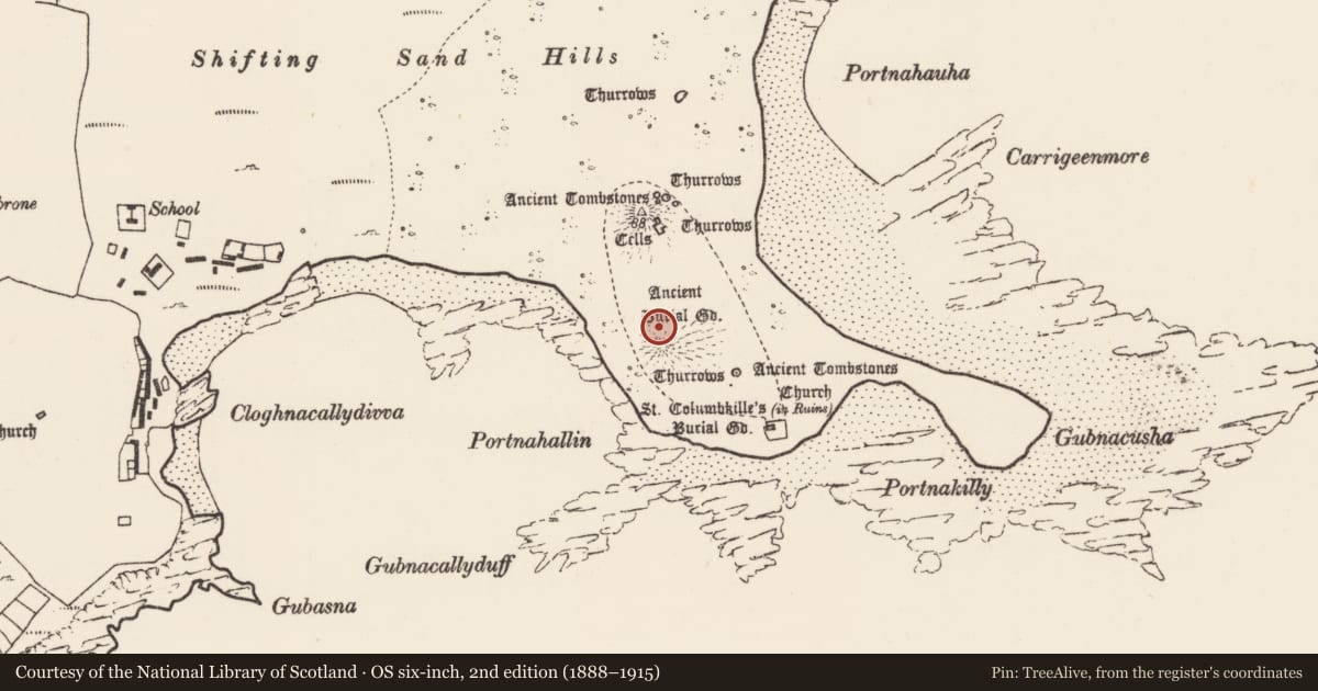Ordnance Survey six-inch map, 2nd edition (1888–1915) covering the location of Enclosure, Inis Gé Thuaidh, County Mayo, with a pin at the register's coordinates