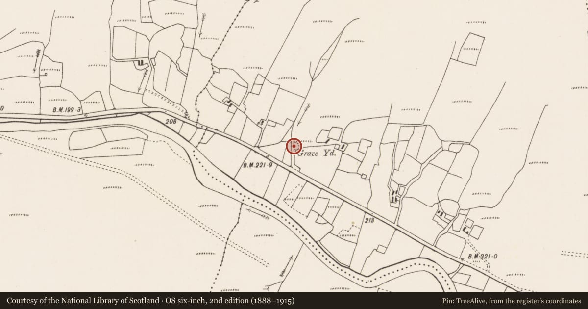 Ordnance Survey six-inch map, 2nd edition (1888–1915) covering the location of Children's burial ground, Largan Beg, County Mayo, with a pin at the register's coordinates