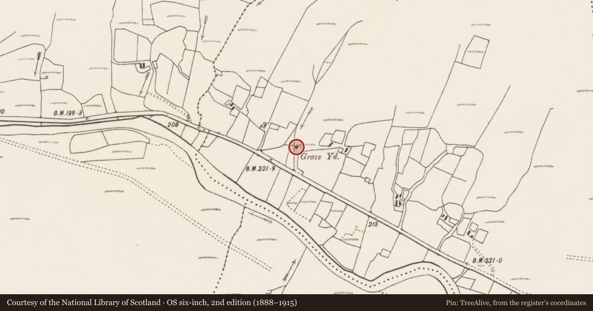 Ordnance Survey six-inch map, 2nd edition (1888–1915) covering the location of Cross-inscribed stone, Largan Beg, County Mayo, with a pin at the register's coordinates