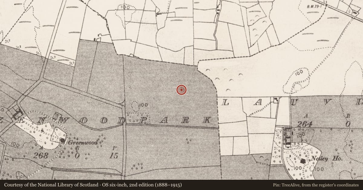 Ordnance Survey six-inch map, 2nd edition (1888–1915) covering the location of Ringfort - rath, Greenwoodpark, County Mayo, with a pin at the register's coordinates
