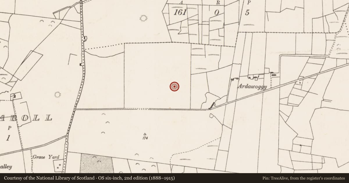 Ordnance Survey six-inch map, 2nd edition (1888–1915) covering the location of Ringfort - rath, Rathbal, County Mayo, with a pin at the register's coordinates