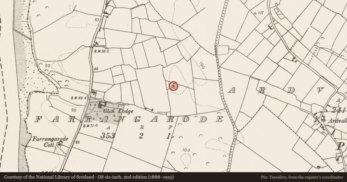 Ordnance Survey six-inch map, 2nd edition (1888–1915) covering the location of Ringfort - rath, Farrangarode, County Mayo, with a pin at the register's coordinates