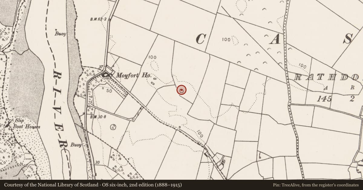 Ordnance Survey six-inch map, 2nd edition (1888–1915) covering the location of Enclosure, Farrangarode, County Mayo, with a pin at the register's coordinates