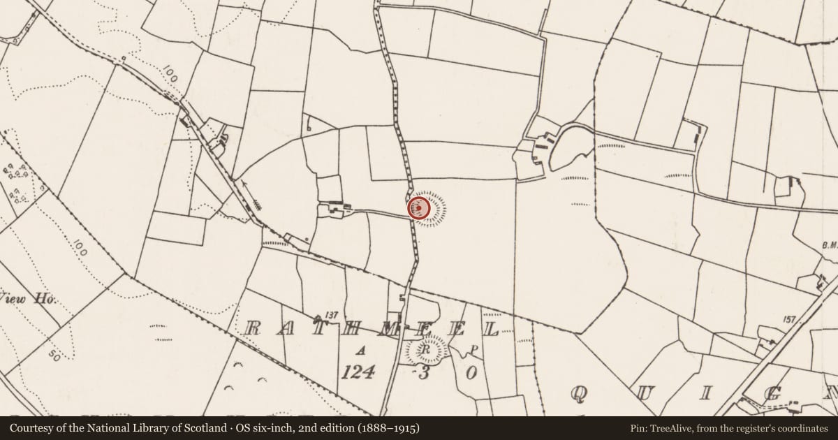 Ordnance Survey six-inch map, 2nd edition (1888–1915) covering the location of Souterrain, Rathdonnell, County Mayo, with a pin at the register's coordinates