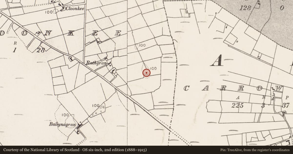 Ordnance Survey six-inch map, 2nd edition (1888–1915) covering the location of Ringfort - unclassified, Cloonkee, County Mayo, with a pin at the register's coordinates