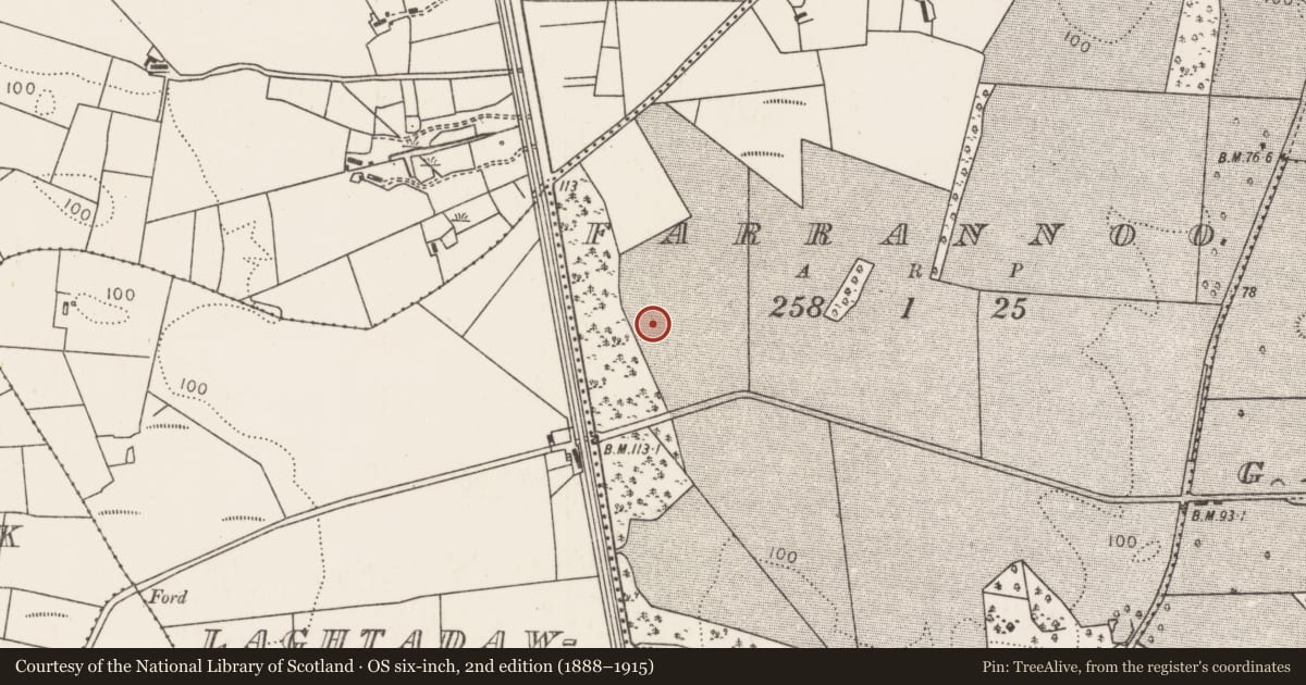 Ordnance Survey six-inch map, 2nd edition (1888–1915) covering the location of Excavation - miscellaneous, Farrannoo, County Mayo, with a pin at the register's coordinates