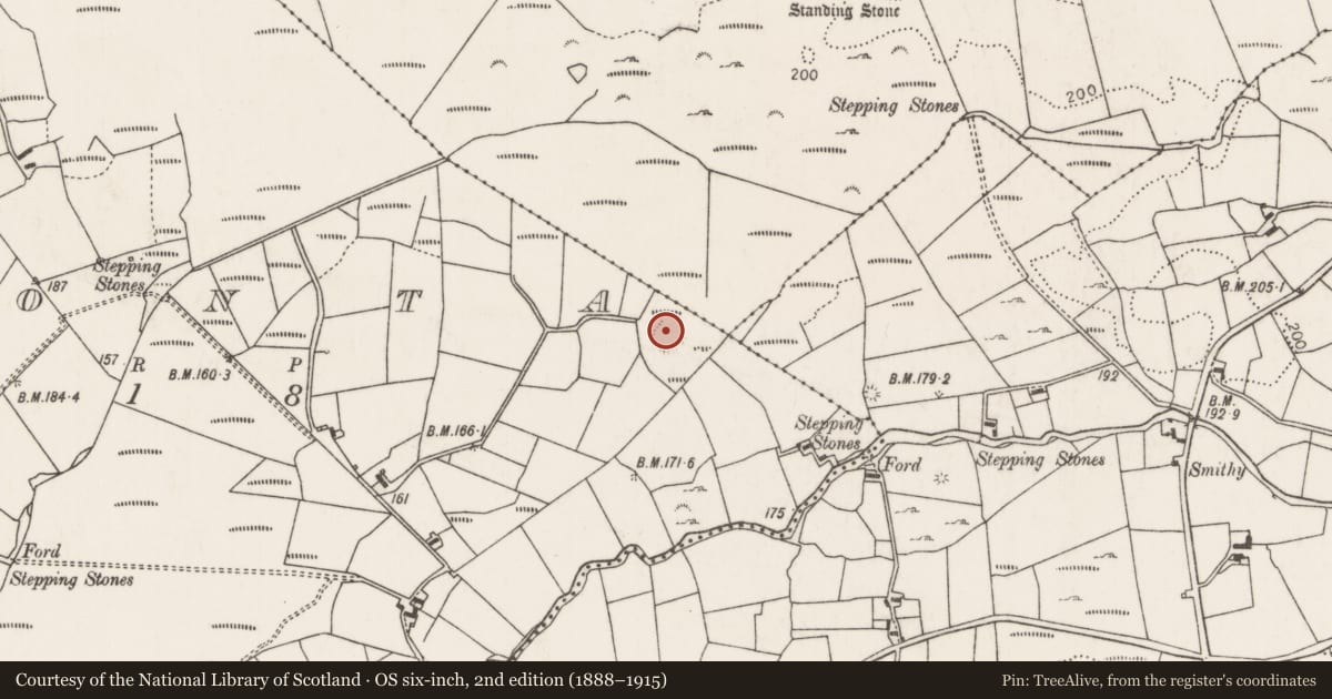 Ordnance Survey six-inch map, 2nd edition (1888–1915) covering the location of Enclosure, Cloonta, County Mayo, with a pin at the register's coordinates