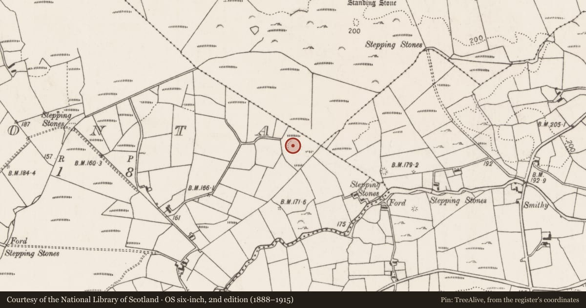 Ordnance Survey six-inch map, 2nd edition (1888–1915) covering the location of Mass-rock, Cloonta, County Mayo, with a pin at the register's coordinates