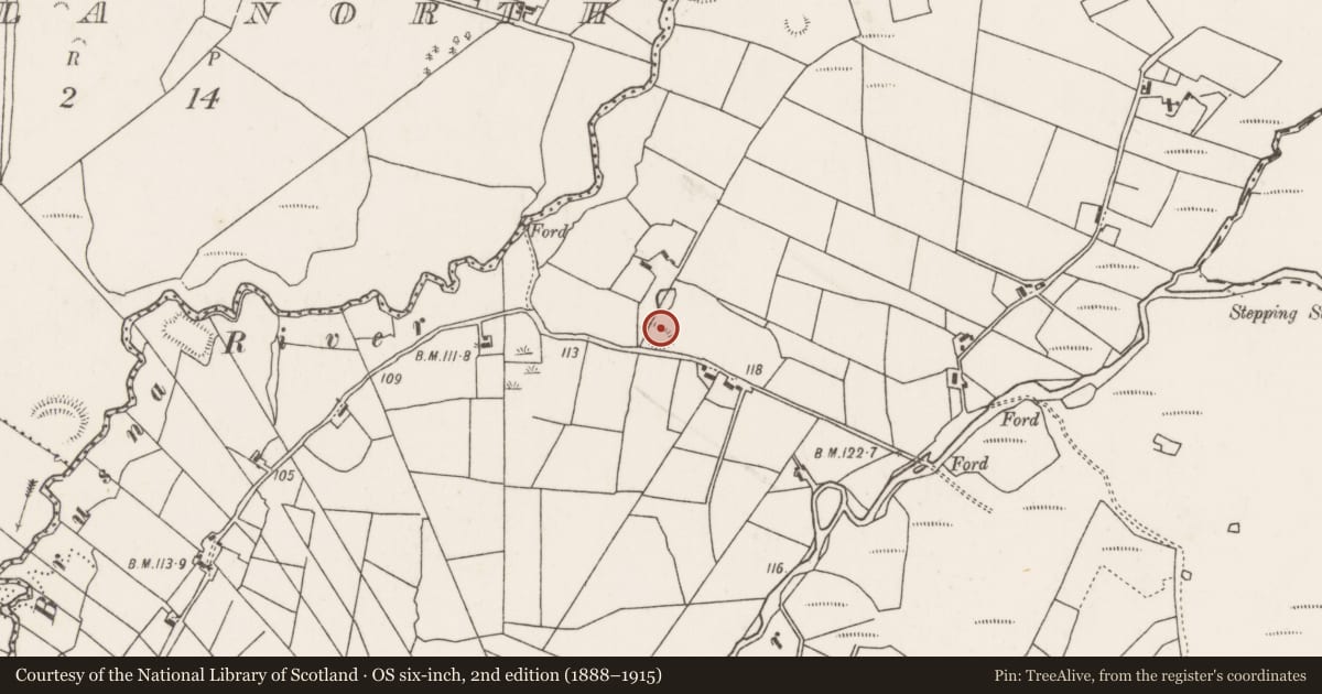 Ordnance Survey six-inch map, 2nd edition (1888–1915) covering the location of Souterrain, Corimla South, County Mayo, with a pin at the register's coordinates