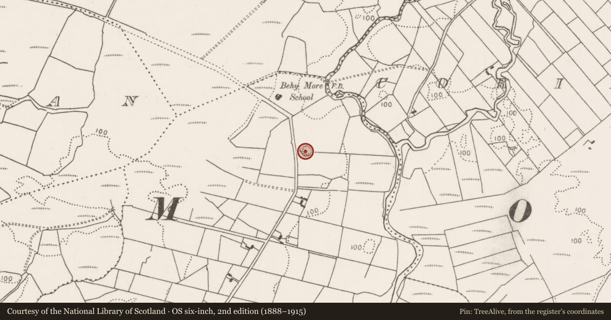 Ordnance Survey six-inch map, 2nd edition (1888–1915) covering the location of Souterrain, Behy More, County Mayo, with a pin at the register's coordinates
