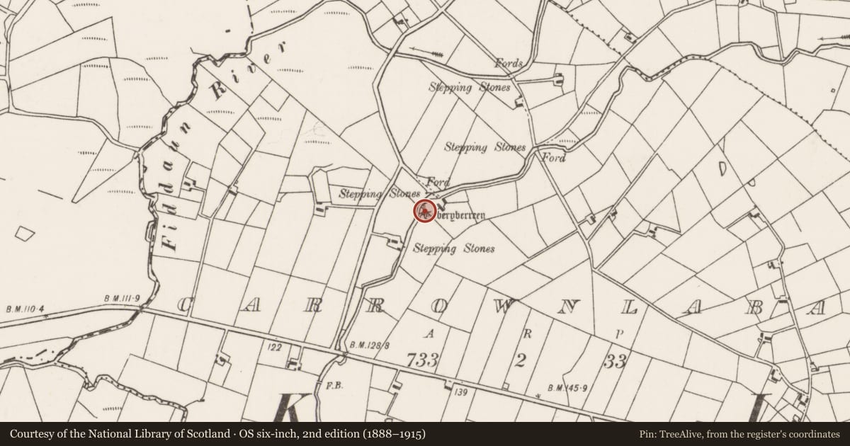 Ordnance Survey six-inch map, 2nd edition (1888–1915) covering the location of Ritual site - holy well, Carrownlabaun, County Mayo, with a pin at the register's coordinates