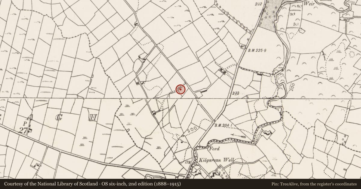 Ordnance Survey six-inch map, 2nd edition (1888–1915) covering the location of Ringfort - rath, Carrownlabaun, County Mayo, with a pin at the register's coordinates