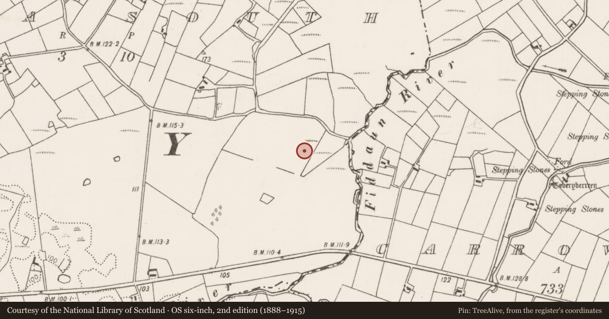 Ordnance Survey six-inch map, 2nd edition (1888–1915) covering the location of Barrow - mound barrow, Corimla South, County Mayo, with a pin at the register's coordinates