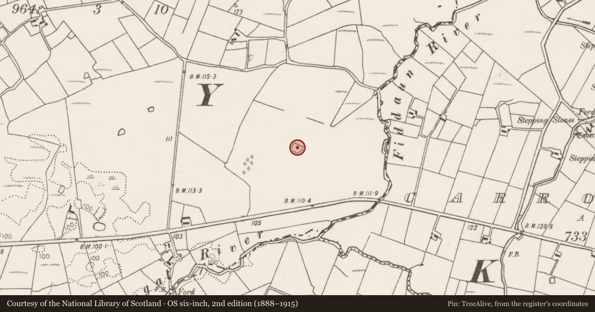 Ordnance Survey six-inch map, 2nd edition (1888–1915) covering the location of Barrow - ring-barrow, Corimla South, County Mayo, with a pin at the register's coordinates