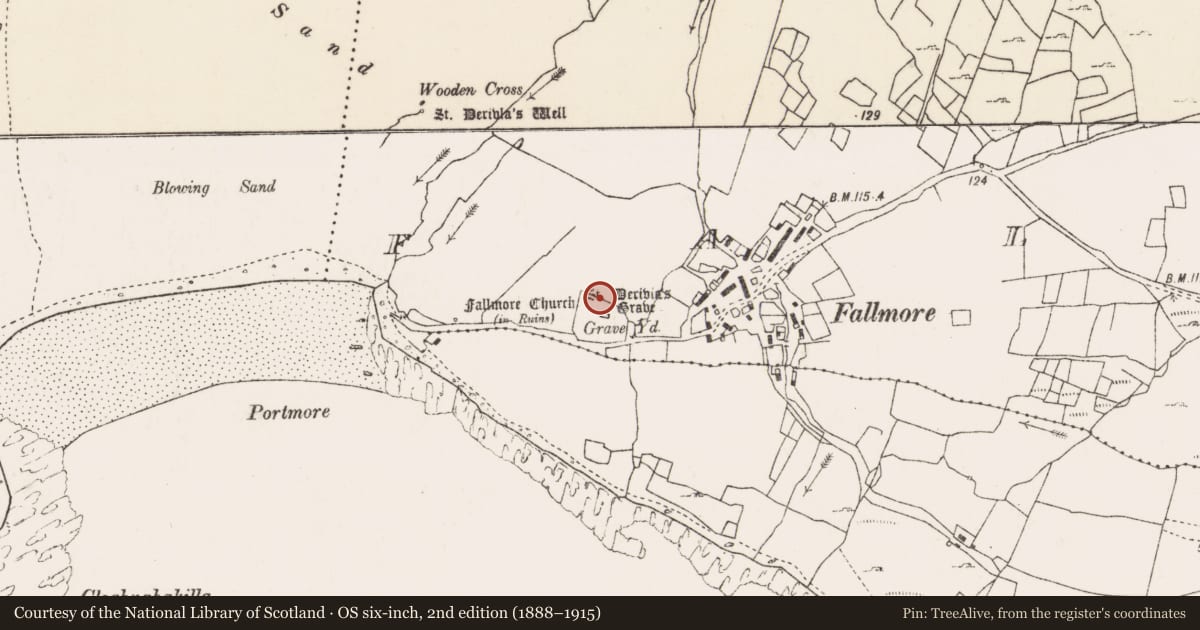 Ordnance Survey six-inch map, 2nd edition (1888–1915) covering the location of Earthwork, An Fál Mór, County Mayo, with a pin at the register's coordinates
