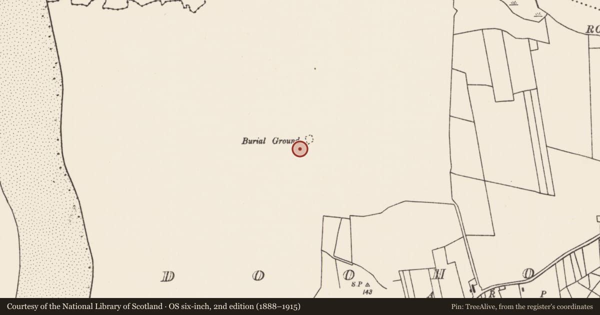 Ordnance Survey six-inch map, 2nd edition (1888–1915) covering the location of Burial ground, Dumha Thuama, County Mayo, with a pin at the register's coordinates